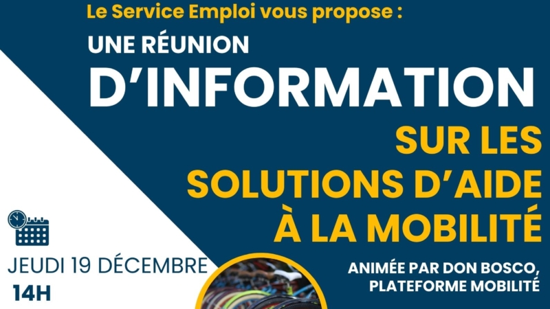 Réunion d’information sur les solutions d’aide à la mobilité – Jeudi 19 décembre